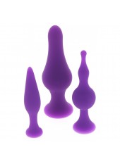 Coffret 3 godes a ventouse en silicone pourpre