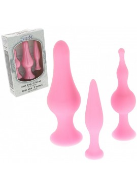 Coffret 3 godes a ventouse en silicone rose