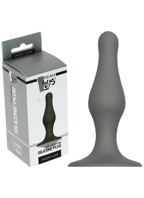 Plug Anal gris en Silicone Chekky Love - 10,5 cm