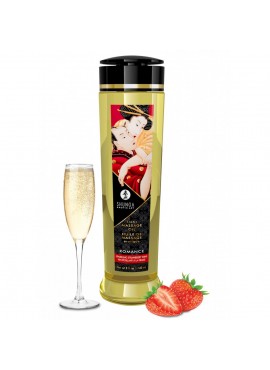 Huile de Massage Romance Saveur Fraise - Vin Pétillant - 240 ml