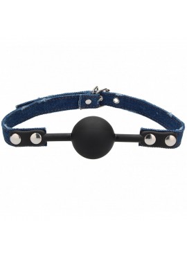 Bâillon en silicone avec Sangles en Denim Bleu