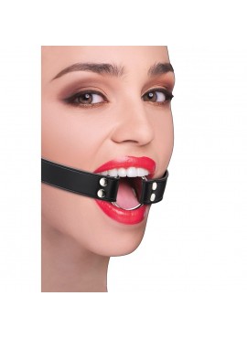 Baillon Anneau en Cuir Noir