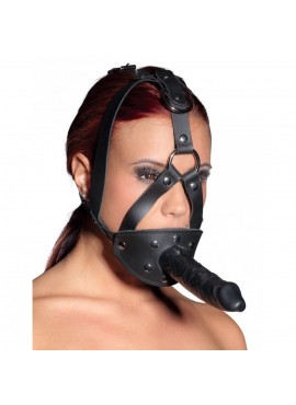 Gode et baillon avec harnais facial en cuir