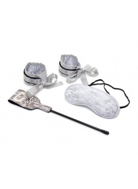 Ensemble Bondage et satin gris