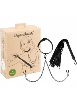 Collier, Pinces et Fouet Vegan Fetish