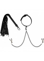 Collier, Pinces et Fouet Vegan Fetish