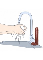 Savon Forme Pénis Marron avec Coulures de Sperme - 17 cm