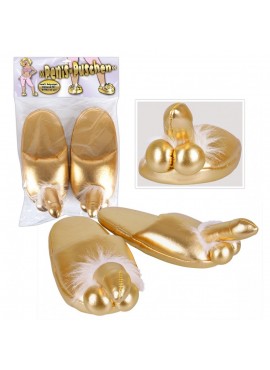 Chaussons dorés avec penis