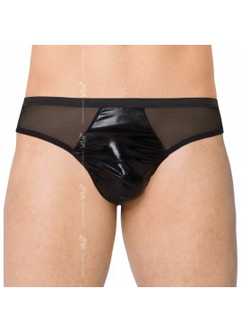Tanga Noir Effet Mouillé - XL