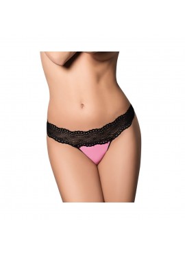 Tanga Rose et Dentelle Noir Kalypso - L-XL