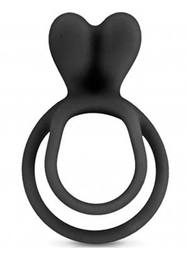 Double cockring noir avec stimulateur de clitoris - CC5710050010