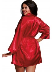 Nuisette grande taille rouge avec peignoir satinés - DG3717XRED