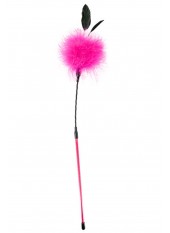 Cravache pompon rose avec petites plumes - CC570079