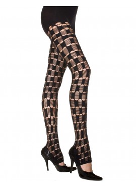 Legging noir sexy filet à motifs - MH35245BLK