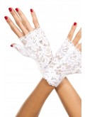 Gants blancs doigts ouverts dentelle florale - ML416WHT