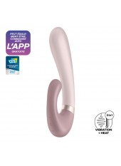 Vibromasseur point G avec stimulateur clitoris connecté chauffant USB mauve Heat Wave Satisfyer - CC597777