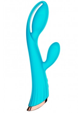 Vibromasseur bleu avec stimulateur de clitoris LRIS USB - LRISBLUE