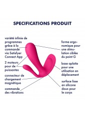 3 en 1 Vibromasseurs et stimulateur clitoridien rose connecté Top Secret Satisfyer - CC597755