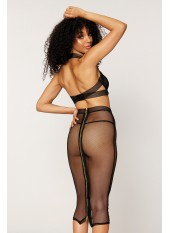 Ensemble 2 pièces, soutien gorge et jupe longue transparente noir - DG12770BLK