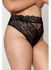 String grande taille dentelle taille haute noir - DG1477XBLK