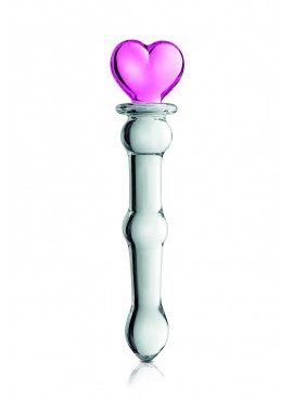 Gode en verre bicolor avec boules et coeur n°21 Glossy - CC532074