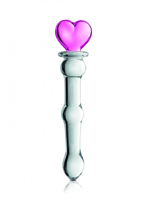 Gode en verre bicolor avec boules et coeur n°21 Glossy - CC532074