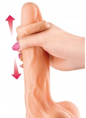 Gode réaliste veiné ventouse va-et-vient prépuce testicules billes mouvantes 20 cm - CC514106