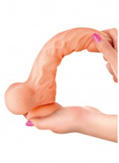 Gode réaliste veiné ventouse va-et-vient prépuce testicules billes mouvantes 20 cm - CC514106