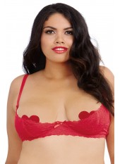 Soutien-gorge rouge grande taille demi-bonnets seins nus avec armatures - DG9386XRED