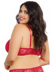 Soutien-gorge rouge grande taille demi-bonnets seins nus avec armatures - DG9386XRED