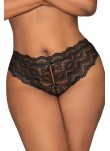 Tanga noir ouvert à l'entrejambe grande taille - DG1468XBLK