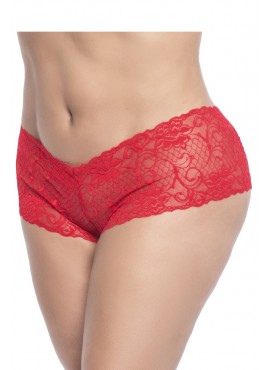 Shorty en dentelle rouge grande taille - MAL90XRED