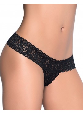 String ouvert brésilien noir en dentelle - MAL99BLK