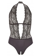 Body en dentelle noire, ouvert à l'entrejambe - R2641399