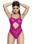 Body string en dentelle florale rose et bretelles larges élastiques - MAL8693HPK