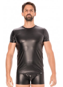 T-shirt simili cuir noir - LM2008-81BLK