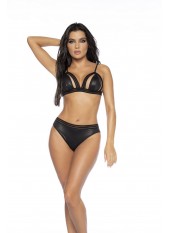 Ensemble lingerie sexy 2 pièces effet mouillé - MAL2736BLK