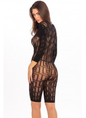 Bodystocking résille noire design Géométrique