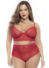 Ensemble lingerie, grande taille, deux pièces en dentelle rouge - MAL8815XRED