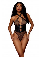 Body string résille noire et chaines - DG13292BLK