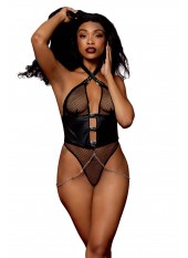 Body string résille noire et chaines - DG13292BLK