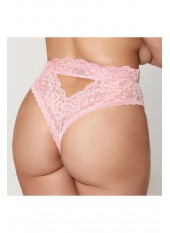 String grande taille dentelle taille haute rose - DG1477XPNK