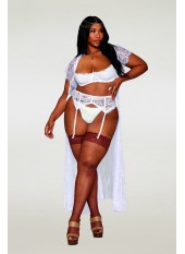 Soutien-gorge, grande taille, Demi-seins à armatures en dentelle blanche - DG13252XWHT