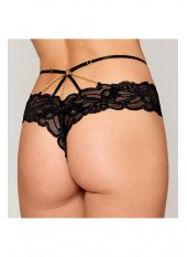 Culotte en dentelle noire avec lanières et chaines dorées - DG1489BLK