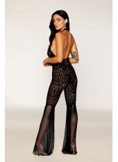 bodystocking en dentelle au crochet sans couture et résille noire - DG0468BLK