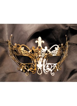 Masque vénitien Lucia rigide doré avec strass - HMJ-030B