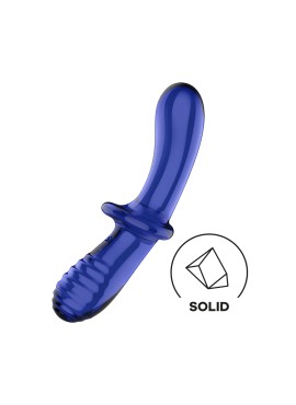 Gode en verre borosilicaté massif bleu Double Crystal Satisfyer - CC597828