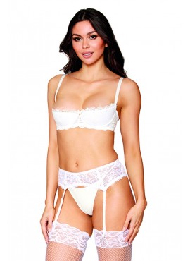 Soutien-gorge Demi-seins à armatures en fine dentelle blanche - DG13252WHT