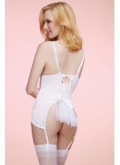 Guêpière blanche maille et dentelle extensible - DG11290WHT