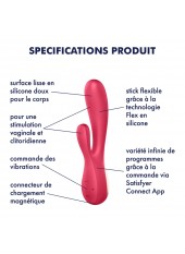 Vibromasseur rabbit rouge connecté Mono Flex Satisfyer - CC5972440050